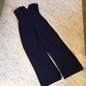 Theia strapless pantsuit
